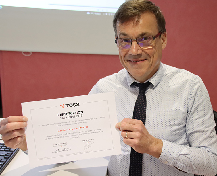 Certification TOSA - Score Jacques HNENEBERT