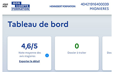 Indicateurs de satisfaction des formations CPF HENNEBERT FORMATION